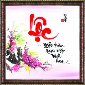Tranh thư pháp vẽ tay chữ - LỘC -